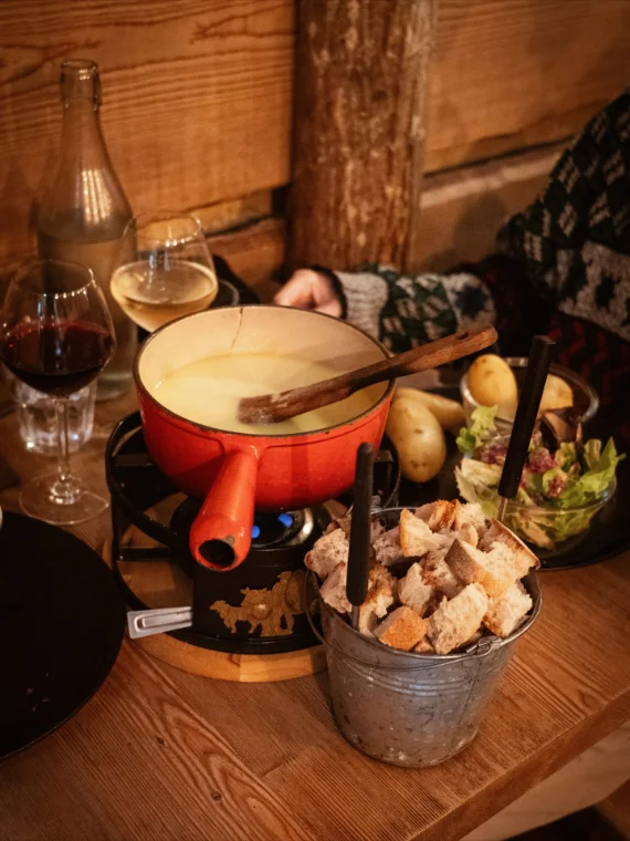 Savoyard fondue at La Cabane restaurant in Annecy